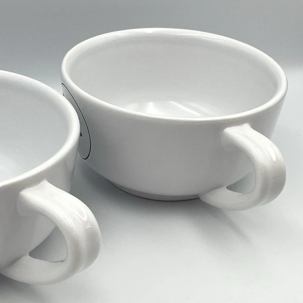 Pottery Barn Latte Bowl Mug Set of 2‎ White 16 oz Coffee Soup Cups O22849
